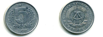 ГДР 5 пфеннигов 1988 A алюминий 62-2247