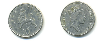 Великобритания 10 пенсов 1992 Елизавета II (1952-2022) KM 938b, Spink 4367 (F4) медно-никель 59-533