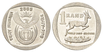 ЮАР 1 ранд 2003 KM 332 медь плакированная никелем 4627-365