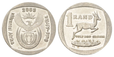 ЮАР 1 ранд 2003 KM 332 медь плакированная никелем 4627-365