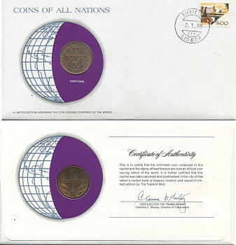 ПОРТУГАЛИЯ 1 ЭСКУДО 1979 монета в конверте с маркой и спецгашением UNC 4294-12-3