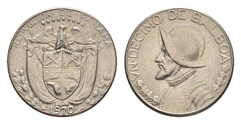 Панама 1/10 бальбоа (10 сентесимо) 1970 KM 10 медь плакированная медно-никелем 4644-138