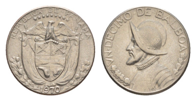 Панама 1/10 бальбоа (10 сентесимо) 1970 KM 10 медь плакированная медно-никелем 4644-138