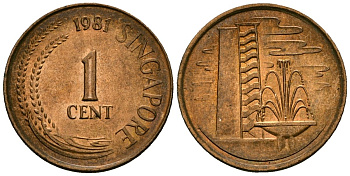 Сингапур 1 цент 1981 KM 1a сталь плакированная медью 4136-758