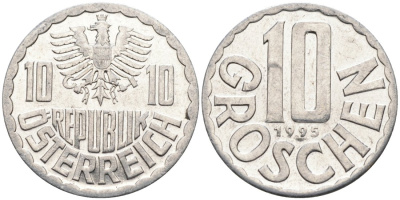 АВСТРИЯ 10 ГРОШЕЙ 1995 КМ 2878 алюминий 4573-244