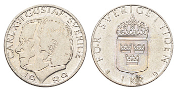 Швеция 1 крона 1999 Карл XVI Густав (1973- ) KM 852a медно-никель 4706-955