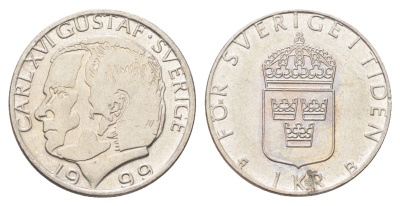 Швеция 1 крона 1999 Карл XVI Густав (1973- ) KM 852a медно-никель 4706-955