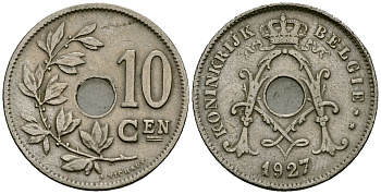 Бельгия 10 сантимов 1927 Belgie KM 86 медно-никель 4172-1025