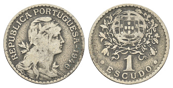Португалия 1 эскудо 1946 голова Свободы вправо KM 578 никель латунь    4660-346