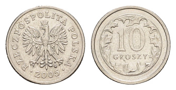 Польша 10 грошей 2005 Y 279 медно-никель 4625-752