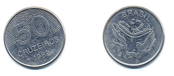 БРАЗИЛИЯ 50 КРУЙЗЕЙРО 1982 KM 594.1 сталь aUNC 51-4824