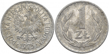 ПОЛЬША 1 ЗЛОТЫЙ 1975 MW KM 49.1 алюминий 4448-254