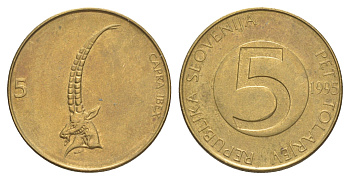 Словения 5 толаров 1995 KM 6 латунь 4519-1235