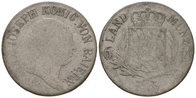 Бавария 6 крейцеров 1807 Максимилиан I Иосиф (1806-1825) KM 346 серебро 4679-957
