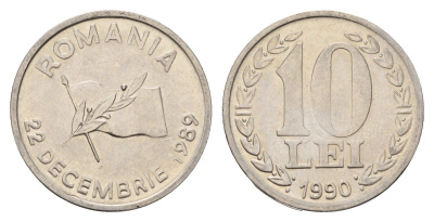 Румыния 10 лей (леев) 1990 KM 108 сталь плакированная никелем 3459-734