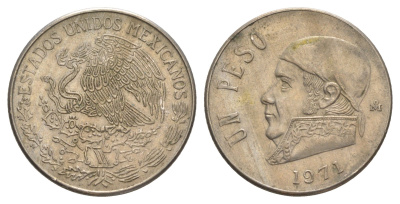 Мексика 1 песо 1971 Хосе Мария Морелос KM 460 медно-никель 4646-333