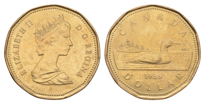 Канада 1 доллар 1989 Елизавета II (1952-2022), утка KM 157 никель плакированная бронзой 4678-1226