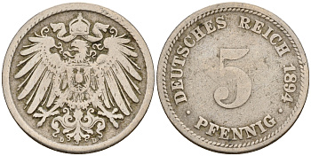 Германия 5 пфеннигов 1894 D J.12  KM 11 медно-никель    4598-1112