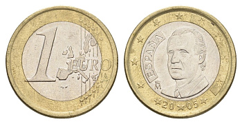 Испания 1 евро 2005 Хуан Карлос I KM 1046 биметалл 4629-357