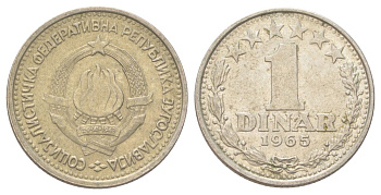Югославия 1 динар 1965 KM 47 медно-никель 4625-462