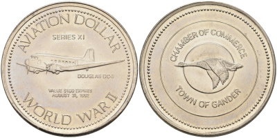 Канада, Гандер жетон 1992 1 авиационный доллар, Old Miscellaneous никель 4590-833