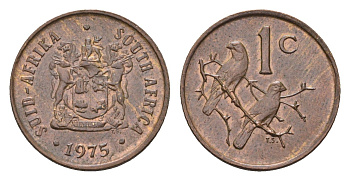 ЮАР 1 цент 1975 капские воробьи KM 82 бронза 4674-921