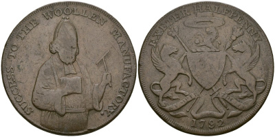 Великобритания, Йоркшир 1/2 пенни 1792 токены Кондера медь 1529-511