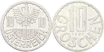 Австрия 10 грошей 1982 KM 2878 алюминий 4613-1163