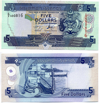 Соломоновы острова 5 долларов 2006 Pick 26(1) бумага UNC (пресс) 7547-5-2-2