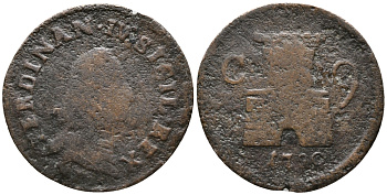 НЕАПОЛЬ И СИЦИЛИЯ 9 КОВАЛИ 1790 Р, ФЕРДИНАНД IV KM 37 медь 28-1144