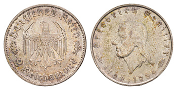 Германия 2 рейхсмарки 1934 175 лет со дня рождения Фридриха Шиллера KM 84 серебро UNC 1525-1244