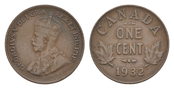 Канада 1 цент 1932 Георг V (1910-1936) KM 28 бронза 4636-547
