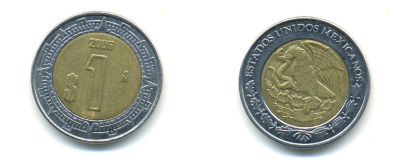 Мексика 1 песо 2006 KM 603 биметалл 3999-943