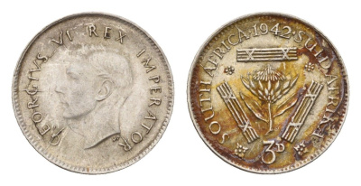 ЮАР 3 пенса 1942 Георг VI (1936-1952) KM 26 серебро 4564-1132