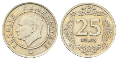Турция 25 курушей 2010 Кемаль Ататюрк KM 1242 медно-никель 4697-1216