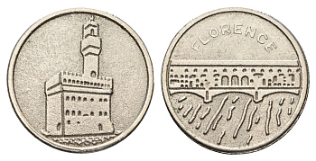 Италия, Флоренция муниципальный жетон Палаццо Веккьо, диаметр 25,5 мм, вес 5,3. гр никель 4670-734