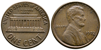 США 1 цент 1972 Авраам Линкольн KM 201 медь цинк 3458-138