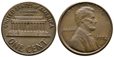 США 1 цент 1972 Авраам Линкольн KM 201 медь цинк 3458-138