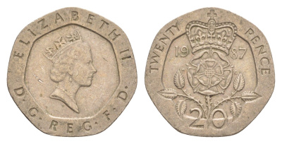 Великобритания 20 пенсов 1987 Елизавета II (1952-2022) KM 939, Spink 4361 (G2) медно-никель 4639-848