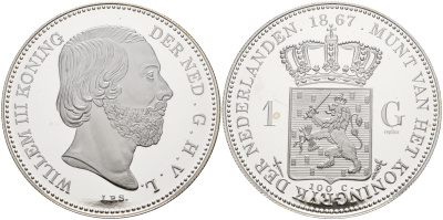 Нидерланды медаль ND Нидерланды 1 гульден 1867 ВИЛЛЕМ III, РЕПЛИКА серебро PROOF 1071-7-22