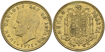 Испания 1 песета 1975 (78) Хуан Карлос I (1975-2014) KM 806 алюминиевая бронза 4604-437