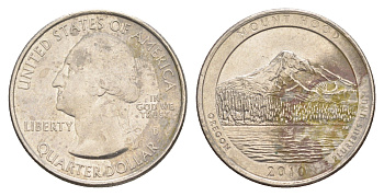 США 25 центов (квотер, 1/4 доллара) 2010 P, Квотеры «Парки США» - Национальный лес Маунд Худ KM 473 медь плакированная медно-никелем 4638-417