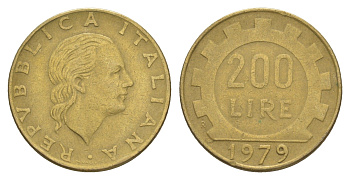 Италия 200 лир 1979 R, шестерня KM 105 алюминиевая бронза 4529-337