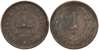 Венгрия 1 филлер 1893 Франц Иосиф (1848-1916) KM 480 бронза 4152-133