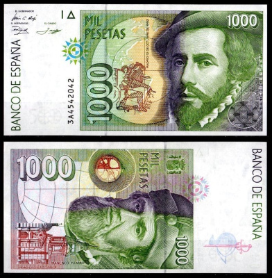 Испания 1000 песет 1992 Pick 163 бумага аUNC 8621-30-2-2