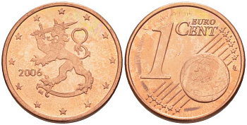 ФИНЛЯНДИЯ 1 ЕВРОЦЕНТ 2006 M KM 98 сталь плакированная медью UNC 214-312
