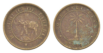 Либерия 1/2 цента 1937 KM 10 латунь 4614-846