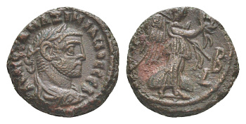Римская Империя, Провинция Египет тетрадрахма 286-287 Максимиан Геркулий, бюст императора/Нике, Александрия, (из старой нидерландской коллекции) Dattari 5955 биллон 1100-9-84