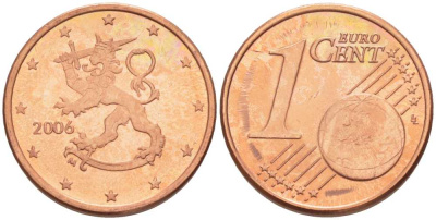 ФИНЛЯНДИЯ 1 ЕВРОЦЕНТ 2006 M KM 98 сталь плакированная медью UNC 214-312