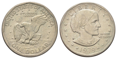 США 1 доллар 1979 P, Сьюзен Энтони KM 207 медь плакированная медно-никелем aUNC 4666-936